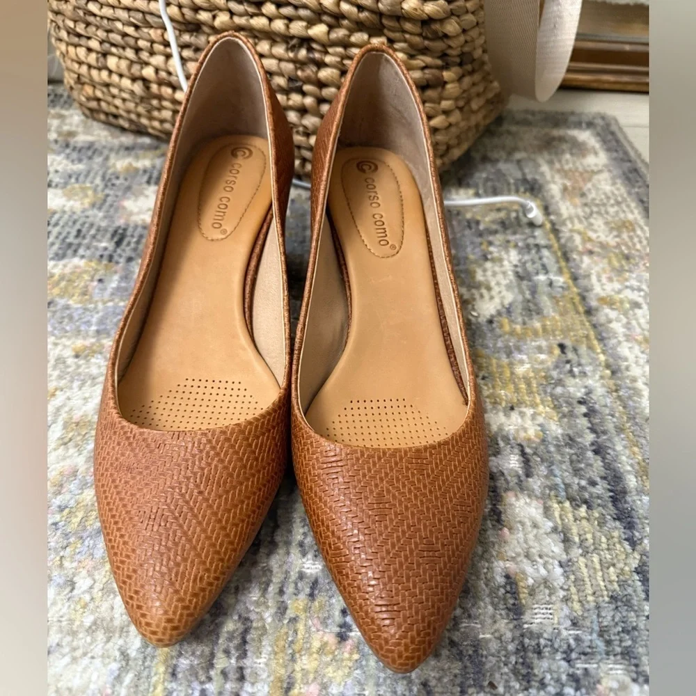 Corso Como leather camel Women's Pumps with block heel - Picture 5 of 9